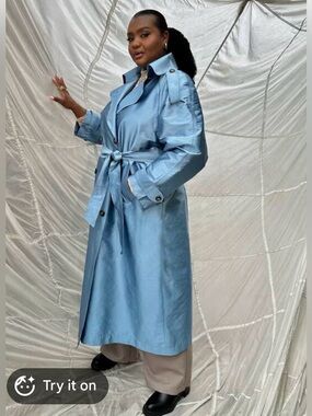 BAACAL Delia Long Oversized Trench in Blue